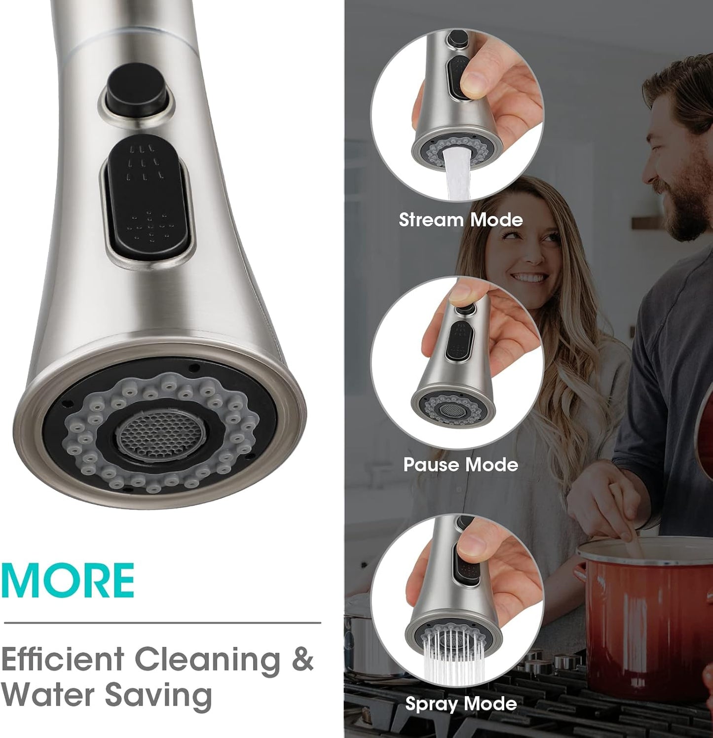 Touchless Kitchen Faucet with Pull down Sprayer Bar/Laundry/Rv Kitchen Faucets-Brushed Nickel Stainless Steel Kitchen Sink Faucet with Deck Plate-Easy Installation with Included Working Gloves