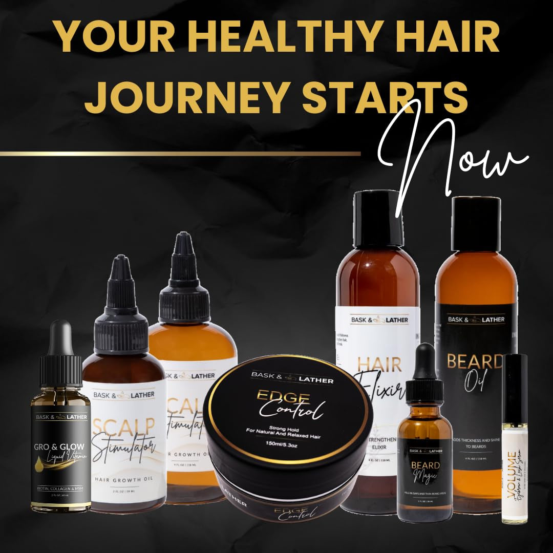 on the Go Travel Essential Kit, Hydrating Hair Products for Black Hair, Travel Case with Shampoo & Conditioner, Mist, Edge Control, Scalp Stimulator & Edge Control Brush, TSA Accepted