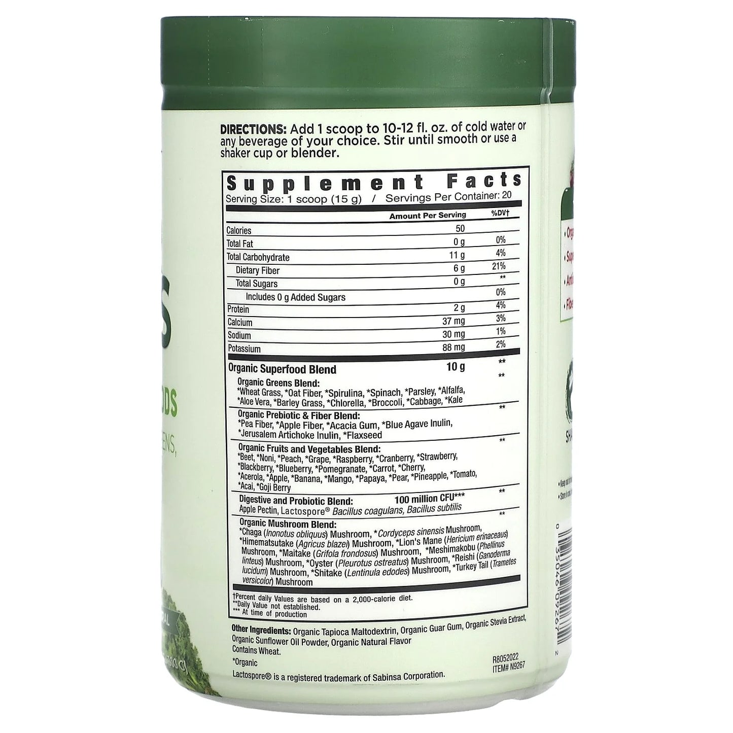 Super Greens Alkalizing Greens Blend, 9.88 Oz per Container, Natural Flavor, Pack of 2
