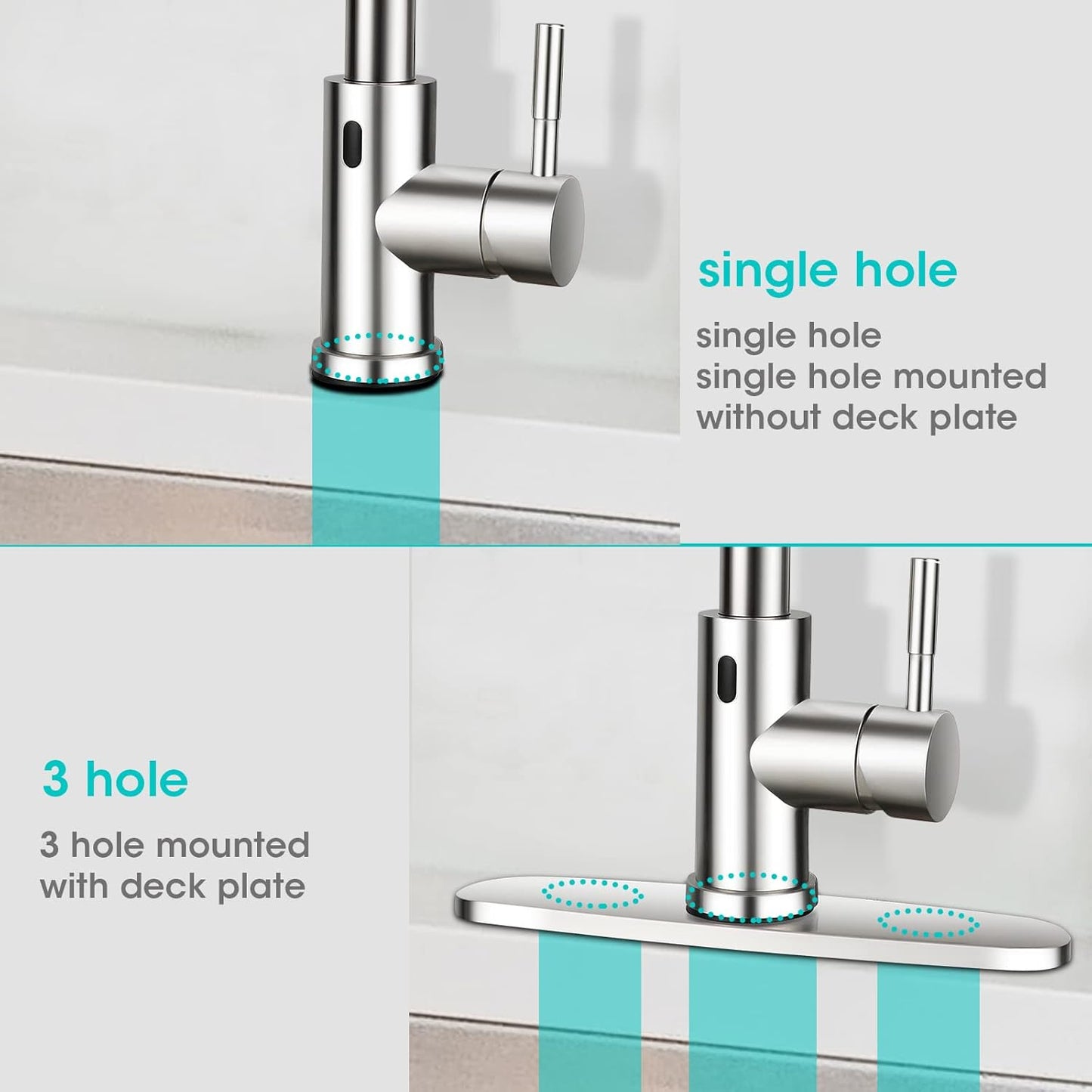 Touchless Kitchen Faucet with Pull down Sprayer Bar/Laundry/Rv Kitchen Faucets-Brushed Nickel Stainless Steel Kitchen Sink Faucet with Deck Plate-Easy Installation with Included Working Gloves