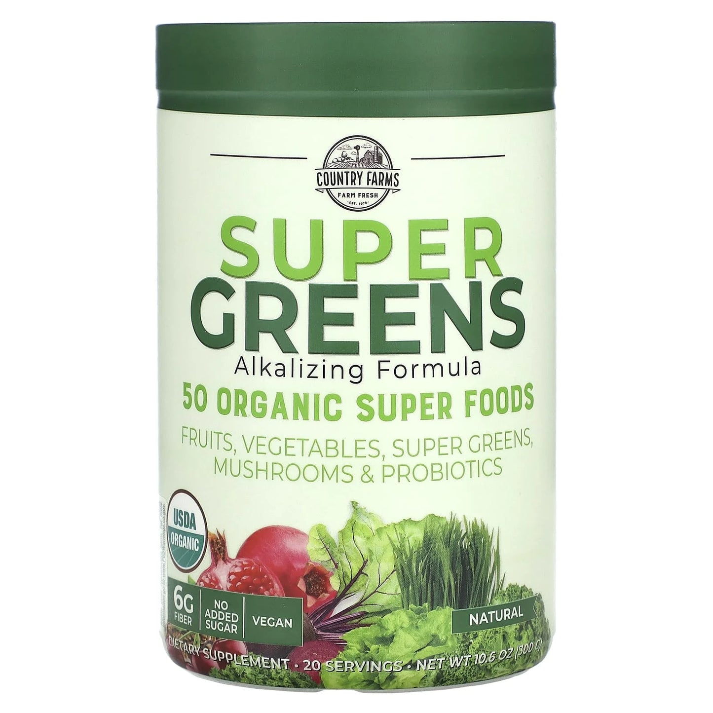 Super Greens Alkalizing Greens Blend, 9.88 Oz per Container, Natural Flavor, Pack of 2