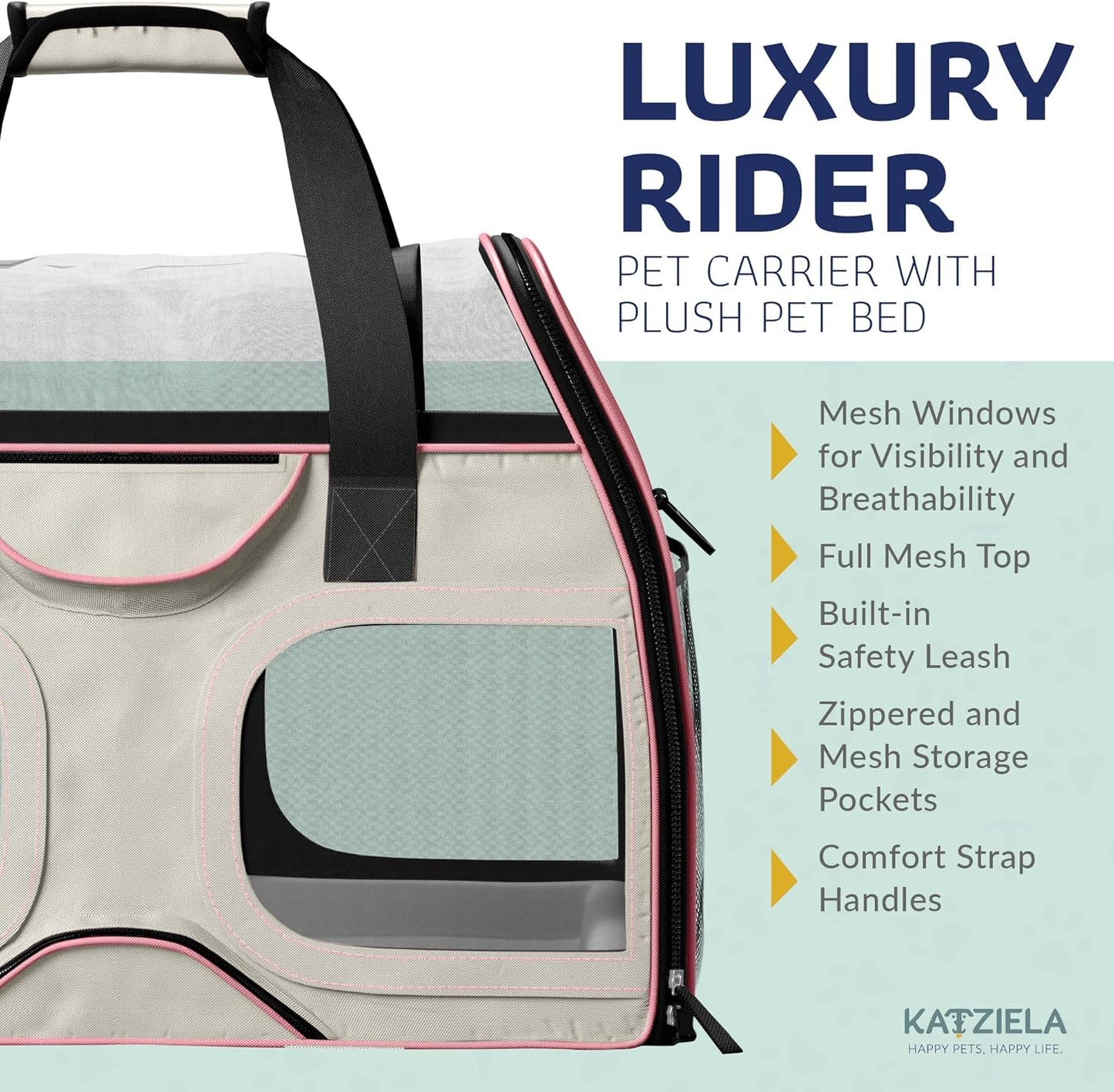 Pet Carrier - Airline Compliant Dog Carrier - TSA Approved Pet Carrier for Small Dogs and Cats - Soft FAA Travel Airplane Dog Carrier Luggage (Gray/Pink-6 Wheels)