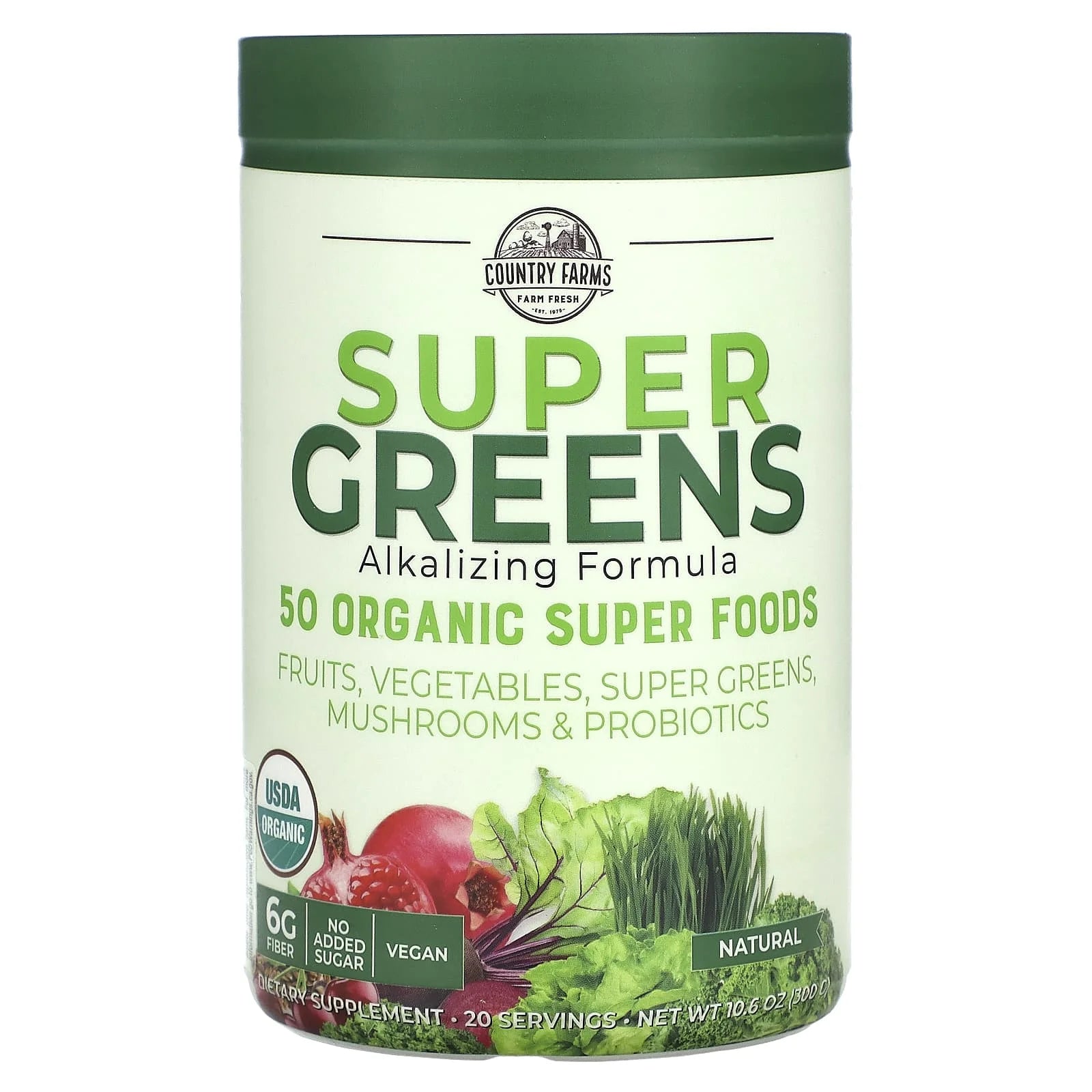 Super Greens Alkalizing Greens Blend, 9.88 Oz per Container, Natural Flavor, Pack of 2